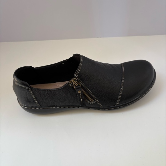 Clarks Collection Ashland Palm Shoes Slip On Zipper Leather Black Womens Size 9 - Picture 4 of 10
